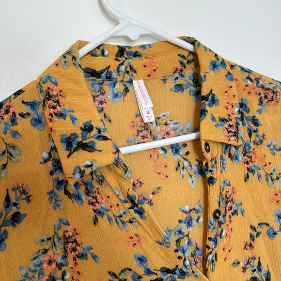 Mustard Floral Button Down Blouse - Picture 6 of 6